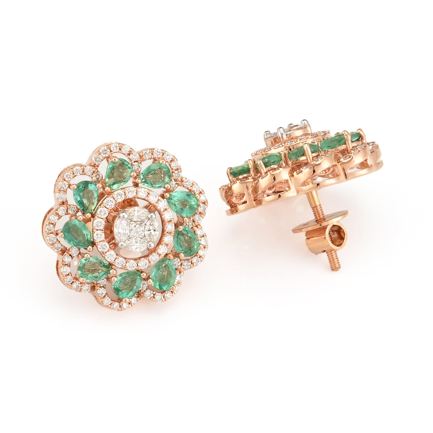 Meira Green Bloom Diamond Earrings