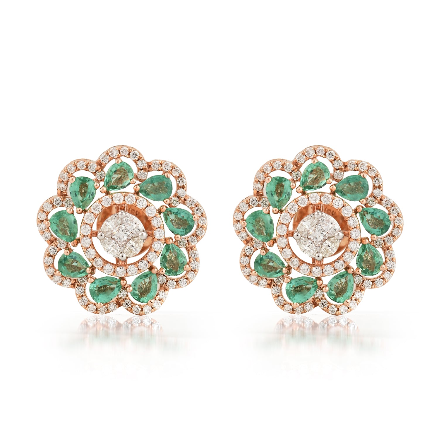 Meira Green Bloom Diamond Earrings